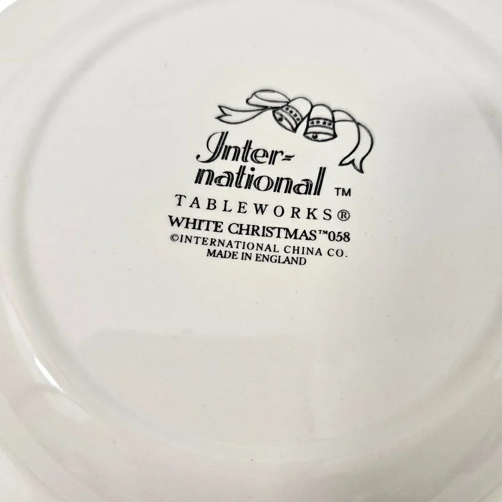 International Tableworks WHITE CHRISTMAS 8” Salad Luncheon Plates - Set of 4